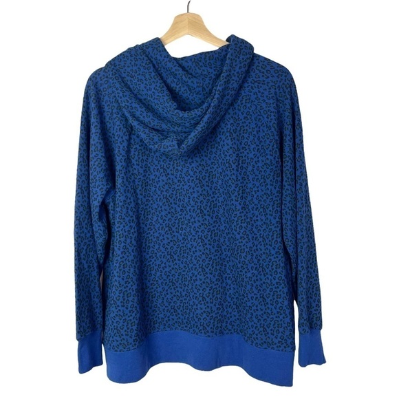 Levi's Blue Leopard Print Pullover Hoodie Sweatshirt L - Picture 3 of 5